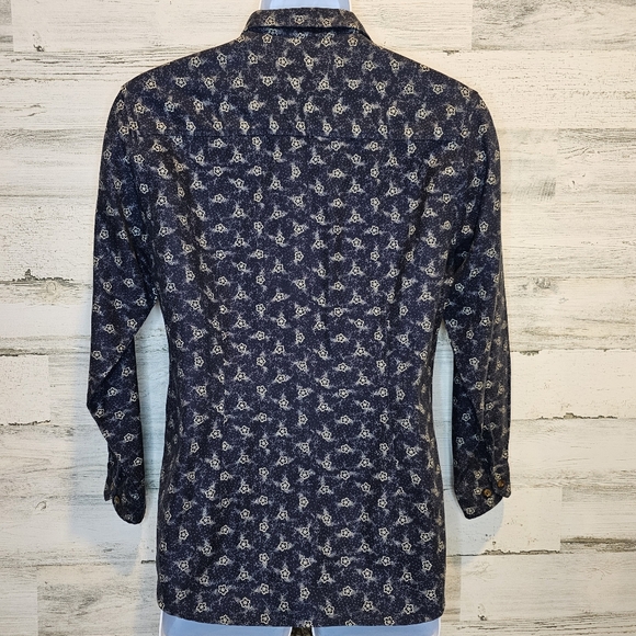 Vintage John Rich & Bros Woolrich Shirt Men's Small Floral Print Button Up Blue - Picture 7 of 16